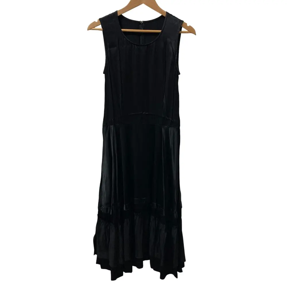 AD2007 tricot COMME des GARCONS トリココムデギャルソン 製品染め スリーブレス フリルドレス ワンピース TT-O025 M ブラック