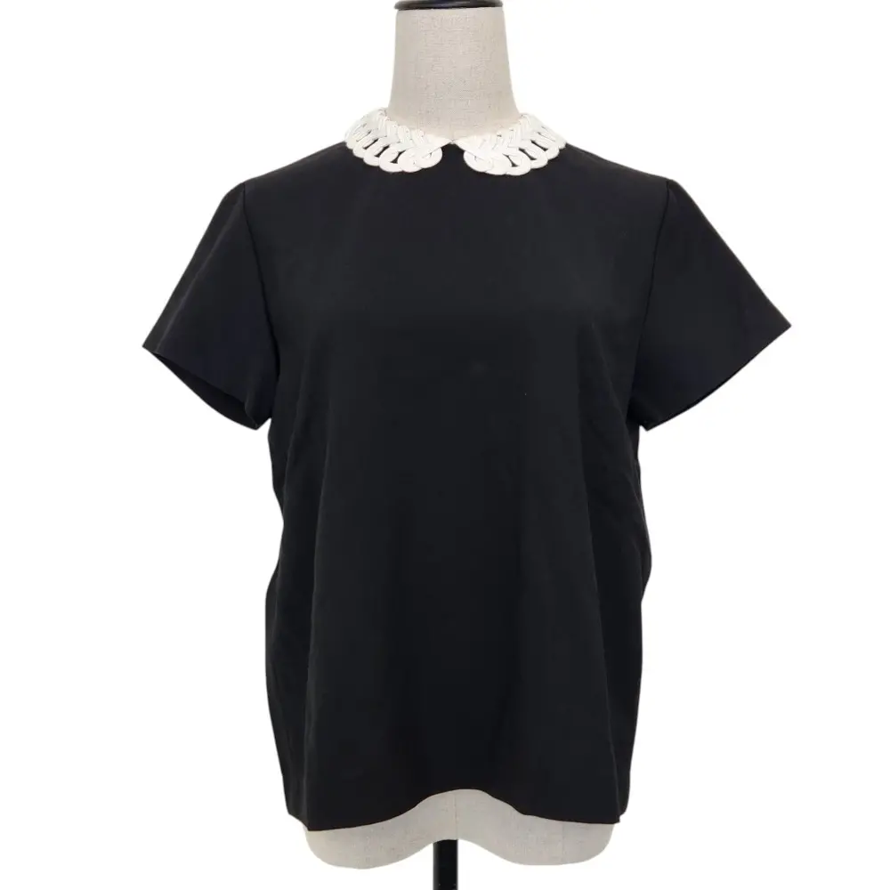 tricot COMME des GARCONSトリココムデギャルソン AD1999 テープカラー ショートスリーブ ブラウス M ブラック