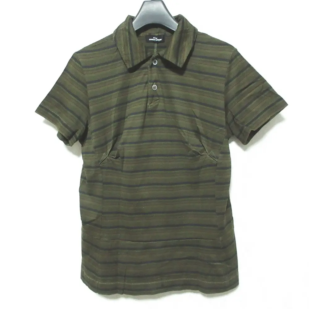 tricot COMME des GARCONS トリココムデギャルソン AD2003 ボーダー ショートスリーブ ポロシャツ TM-T099 カーキ
