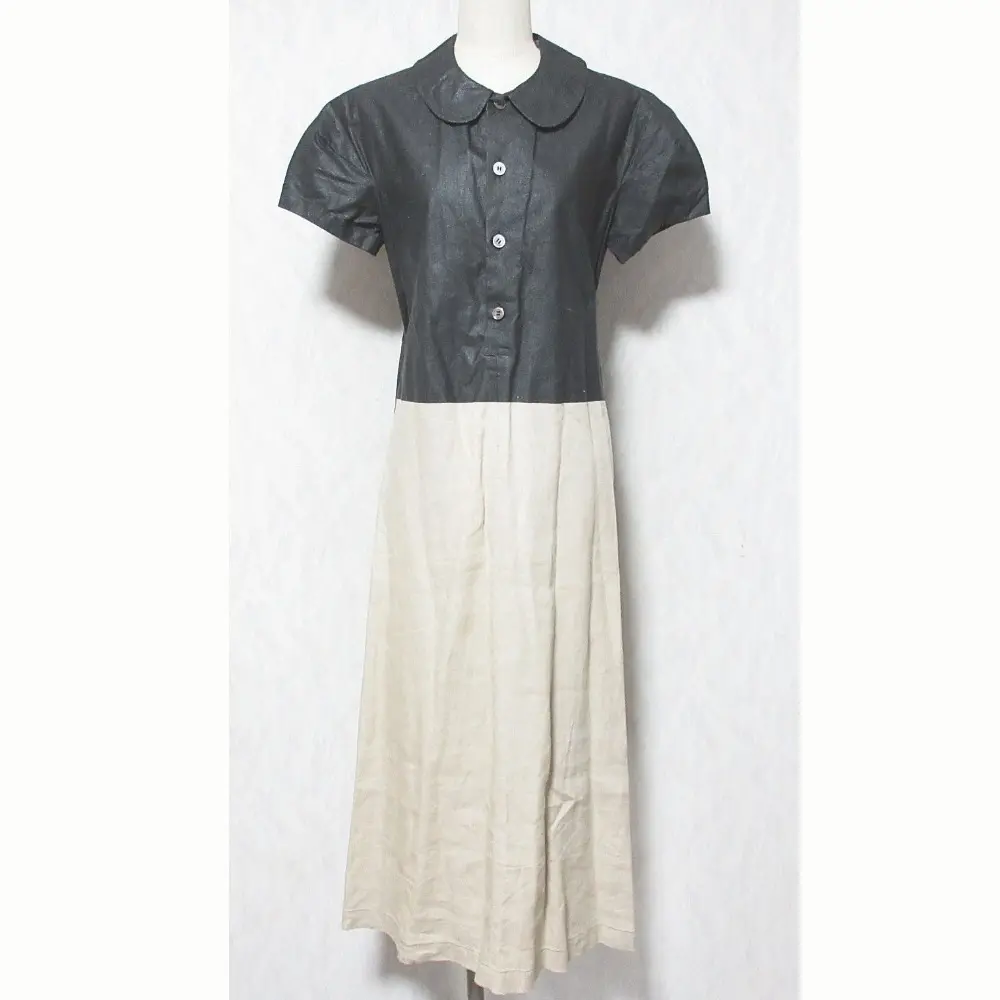 AD1998 tricot COMME des GARCONS トリココムデギャルソン リネン コーティングワンピース TO-100050 ブラック ベージュ