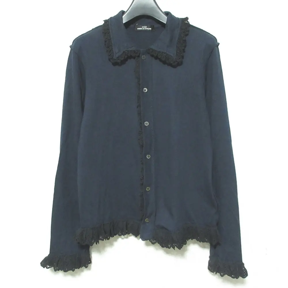 tricot COMME des GARCONS トリココムデギャルソン AD2001 レース インサイドアウト カーディガン TE-T041 ネイビー