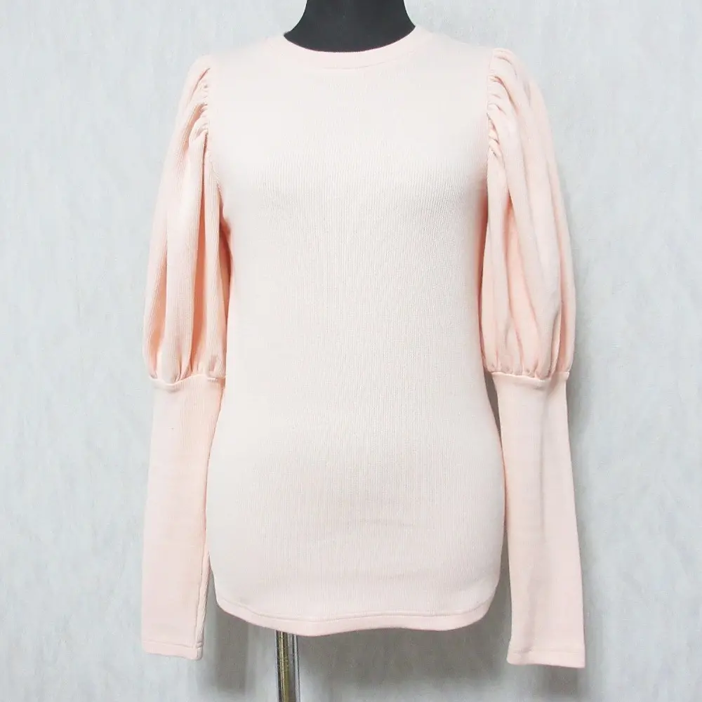 22AW TSURU by MARIKO OIKAWA ツルバイマリコオイカワ Chou パフスリーブ リブカットソー ニット BL-2229200 F ピンク