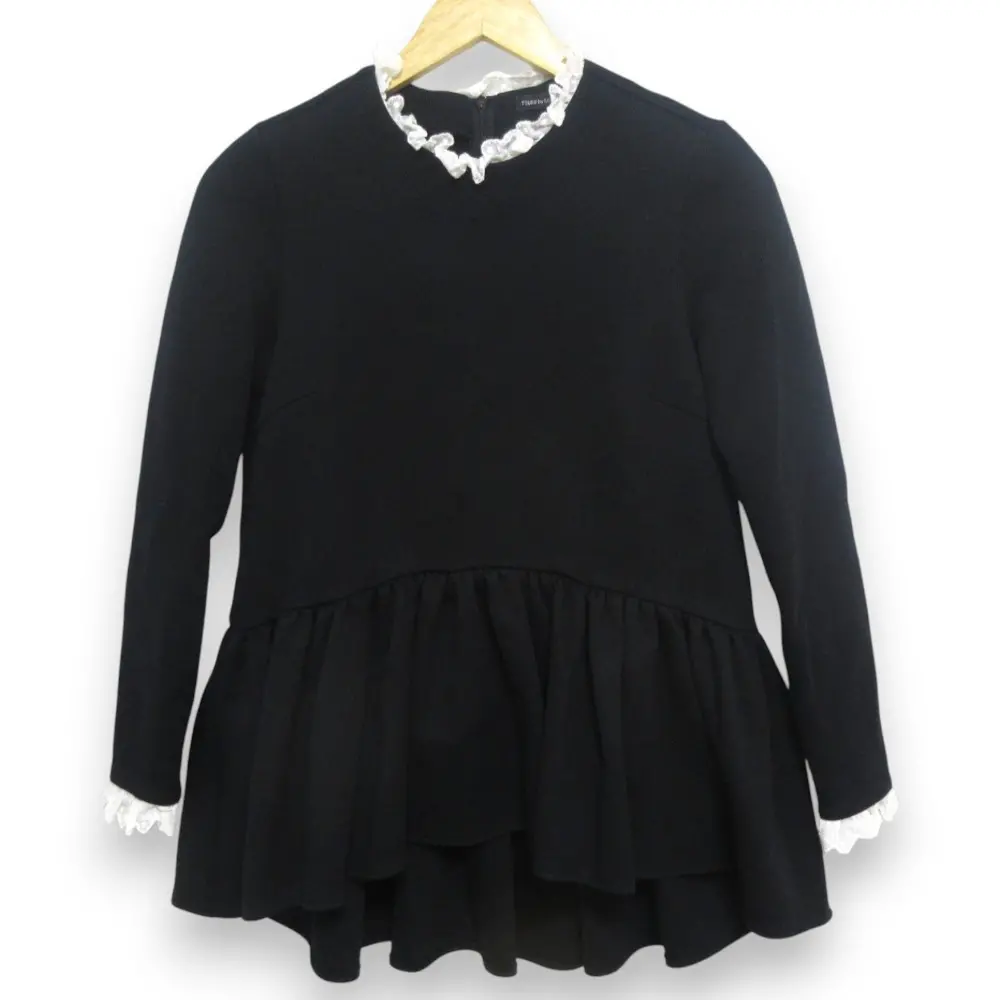 TSURU By MARIKO OIKAWA ツルバイマリコオイカワ Eloise レース 長袖 ペプラムトップス ブラウス BL-2218151 ブラック ホワイトの買取実績【2024年11月買取】
