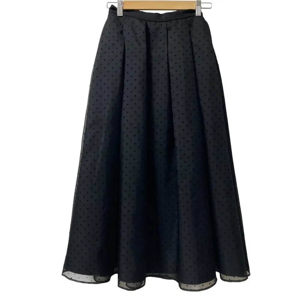 23AW TSURU by Mariko Oikawa ツルバイマリコオイカワ Ariana ドットチュール ロングスカート SK-2231310 サイズ34 ブラック