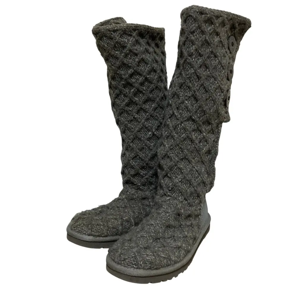 UGG australia アグ オーストラリア LATTICE CARDY ラティスカーディ ニット ロングブーツ 3066 24cm グレーの買取実績【2026年2月買取】
