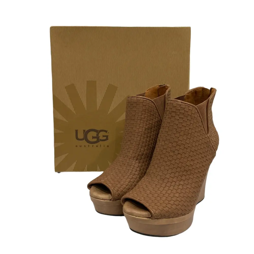 UGG アグ メッシュ オープントゥ ウェッジソール ショートブーツ 1002897 US5.5 22.5cm ライトブラウン