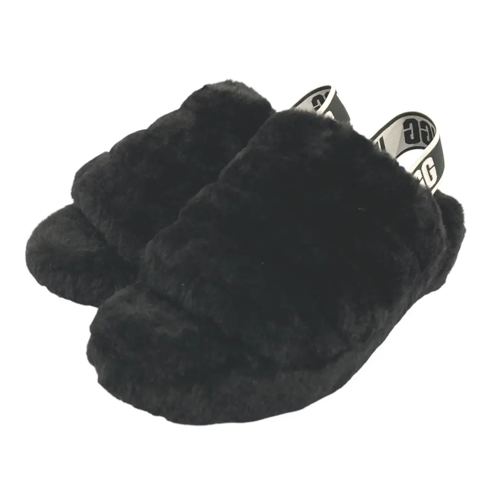 UGG アグ FLUFF YEAH SLIDE シープスキン サンダル 1095119 サイズUS6 23cm ブラック
