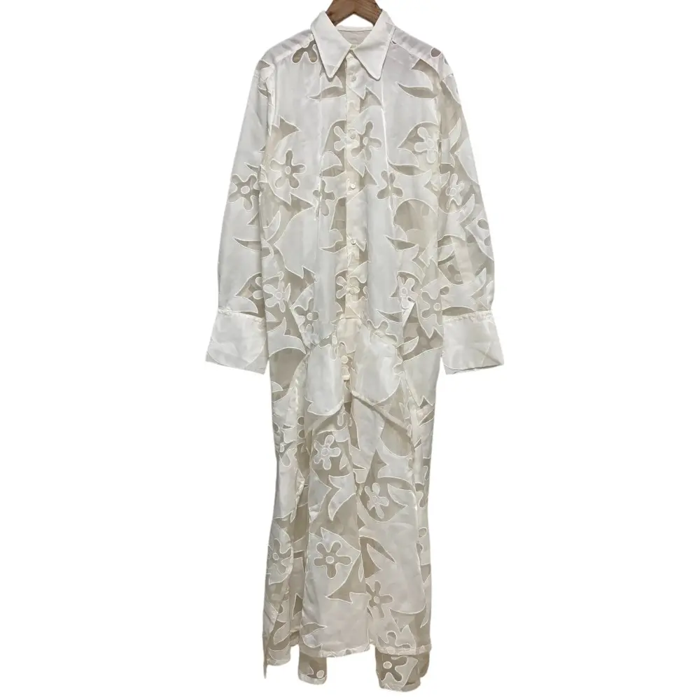 UJOH ウジョー エンブロイダリーレース ロングシャツワンピース ホワイト 