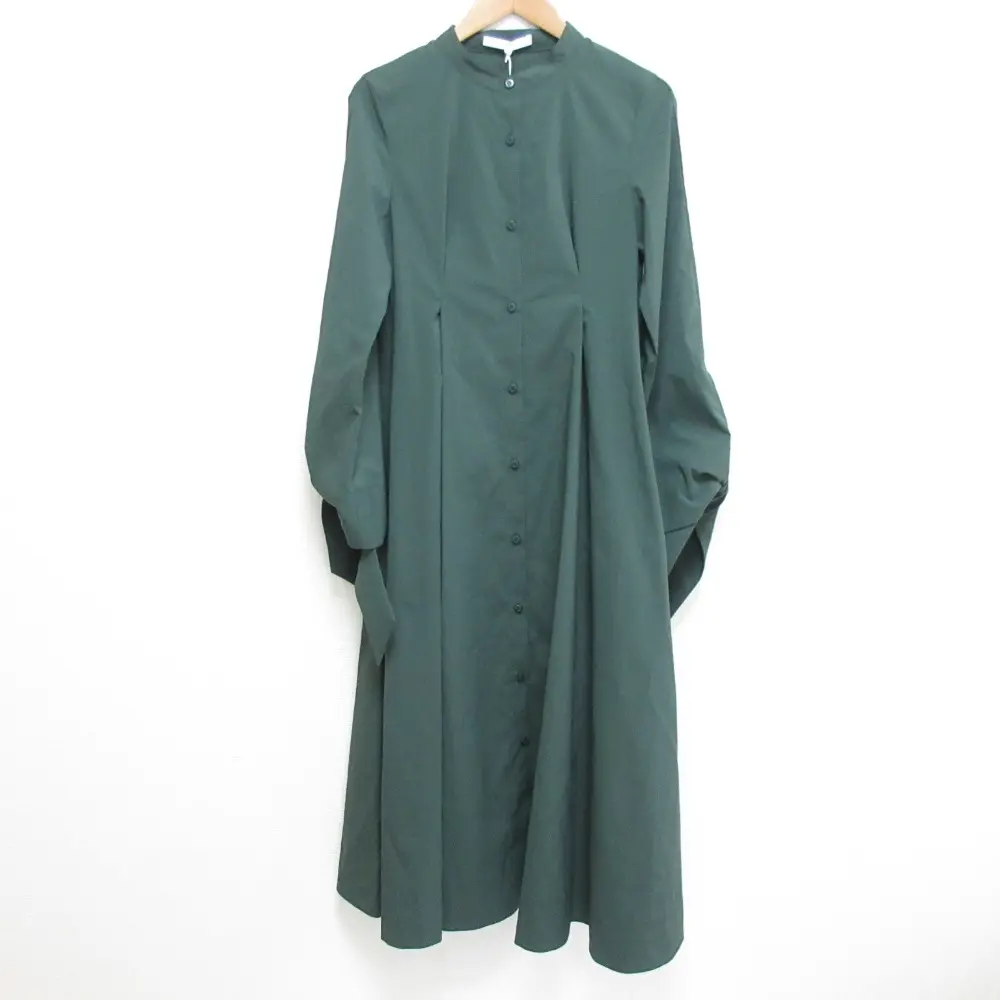 21SS UN3D. アンスリード TIED UP TENT SH OP 長袖 テントシルエット ロング丈 シャツワンピース サイズ36 グリーン