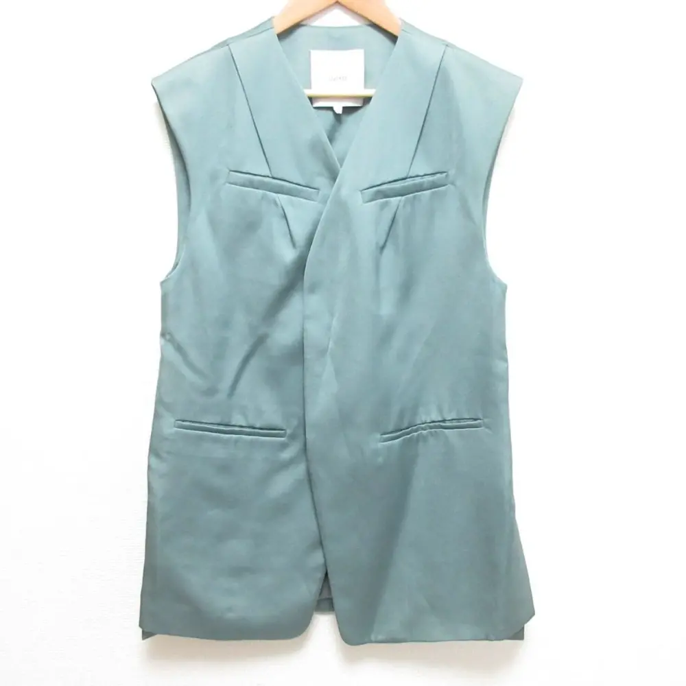 23SS UN3D. アンスリード SATIN VEST サテン ベスト ジレ 522310103401-01 サイズ38 ミントグリーン