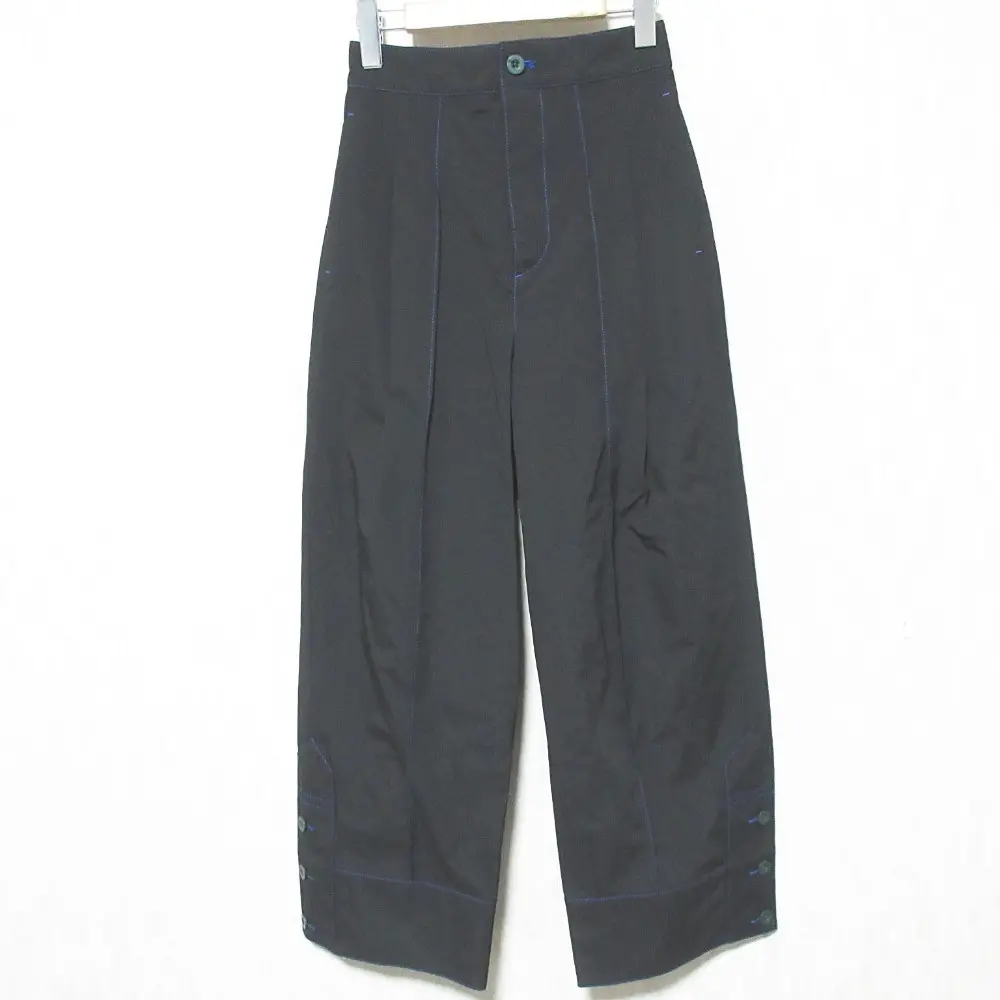 25SS UN3D. アンスリード ステッチ ワークパンツ ワイドパンツ 522520700201 38 ブラック