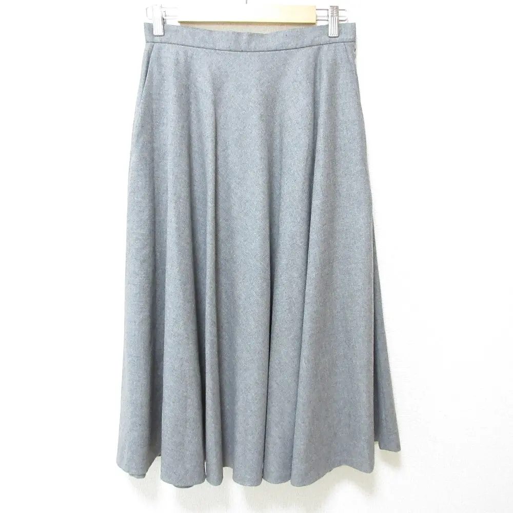 UNITED ARROWS ユナイテッドアローズ ストレッチ ウールフラノ フレア ロングスカート 1524-126-4384 40 グレー