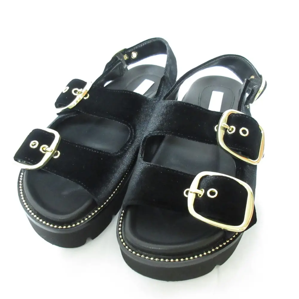 UNITED ARROWS ユナイテッドアローズ UWFM 2BELT FTBT SDL ベロア 厚底 ストラップ サンダル 36 約23cm ブラックの買取実績【2024年12月買取】