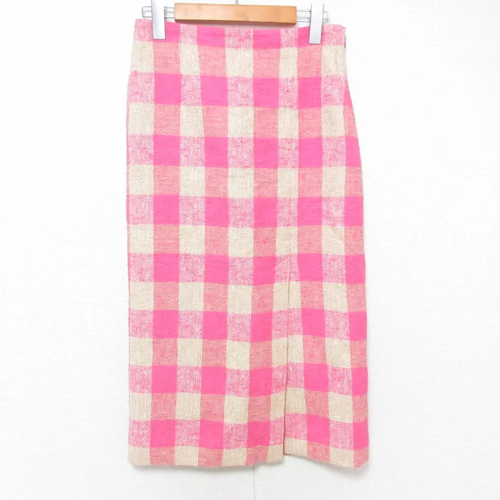 UNITED ARROWS ユナイテッドアローズ BONOTTO ギンガムチェック ペンシルスカート サイズ36 ピンク×ホワイト