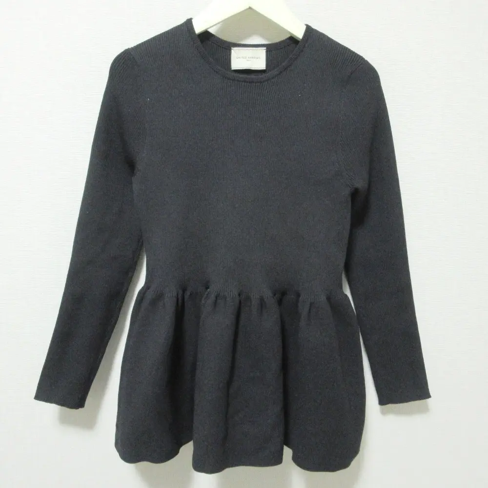 23SS UNITED ARROWS ユナイテッドアローズ 長袖 ペプラム ニット セーター ブラック