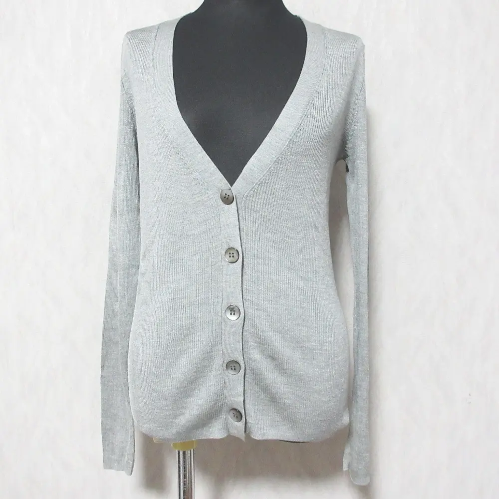 UNITED ARROWS ユナイテッドアローズ Vネック シルクリブニットカーディガン 1528-136-0081 グレー