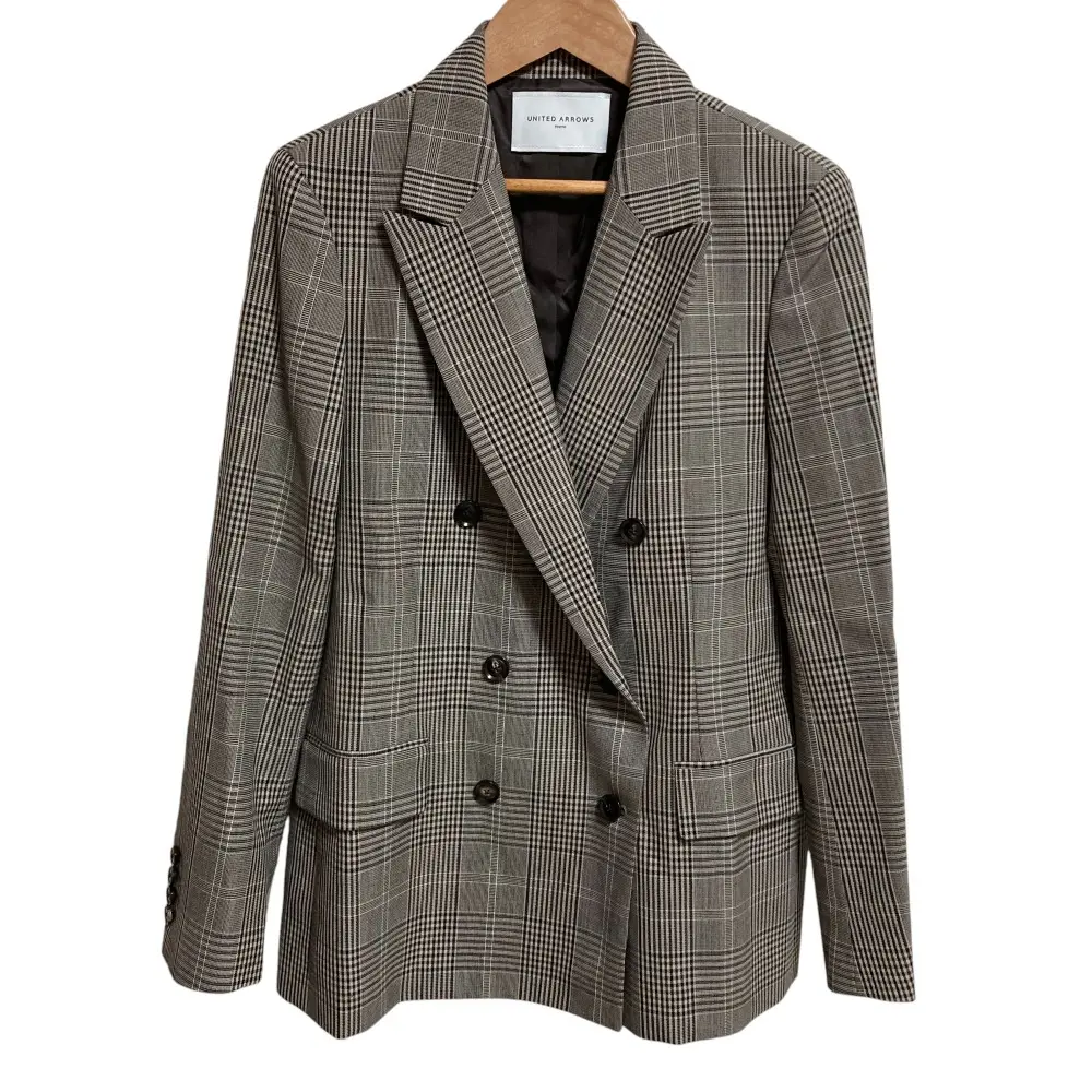 UNITED ARROWS ユナイテッドアローズ ダブルボタン ブレザー チェック柄 テーラードジャケット サイズ40 グレー系