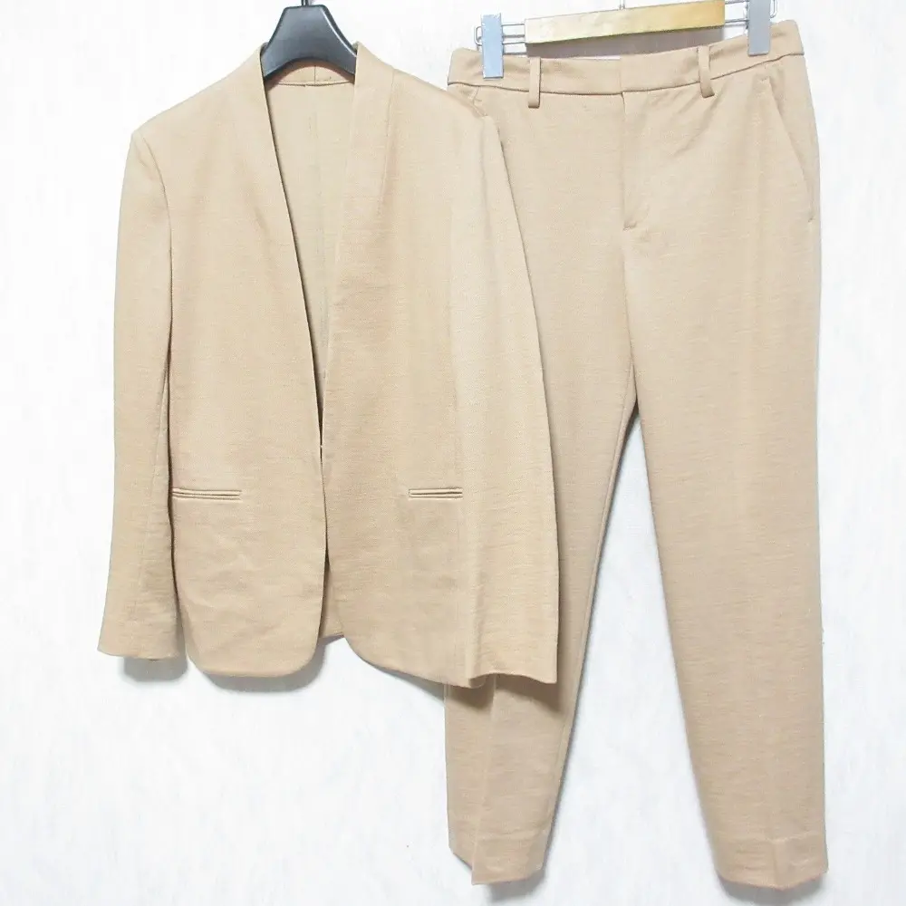 United Arrows ユナイテッドアローズ ノーラペルジャケット パンツ スーツ 上下セットアップ サイズ38 ベージュ