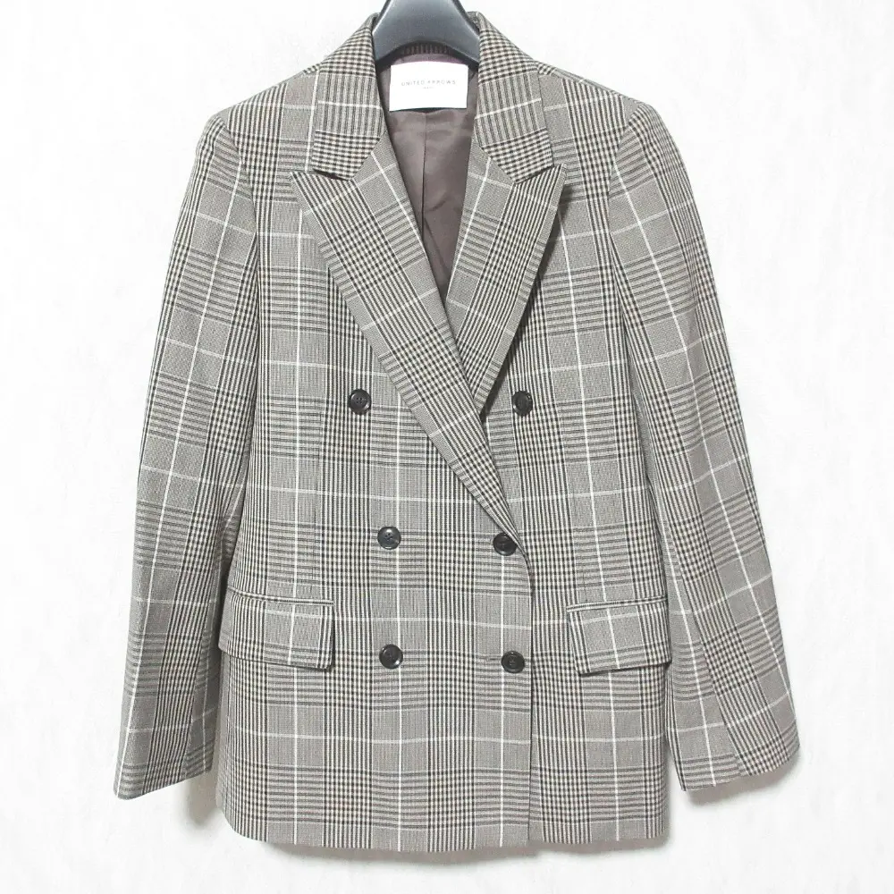 UNITED ARROWS ユナイテッドアローズ チェック柄 ダブルブレスト ジャケット ブレザー 36 ブラウン系