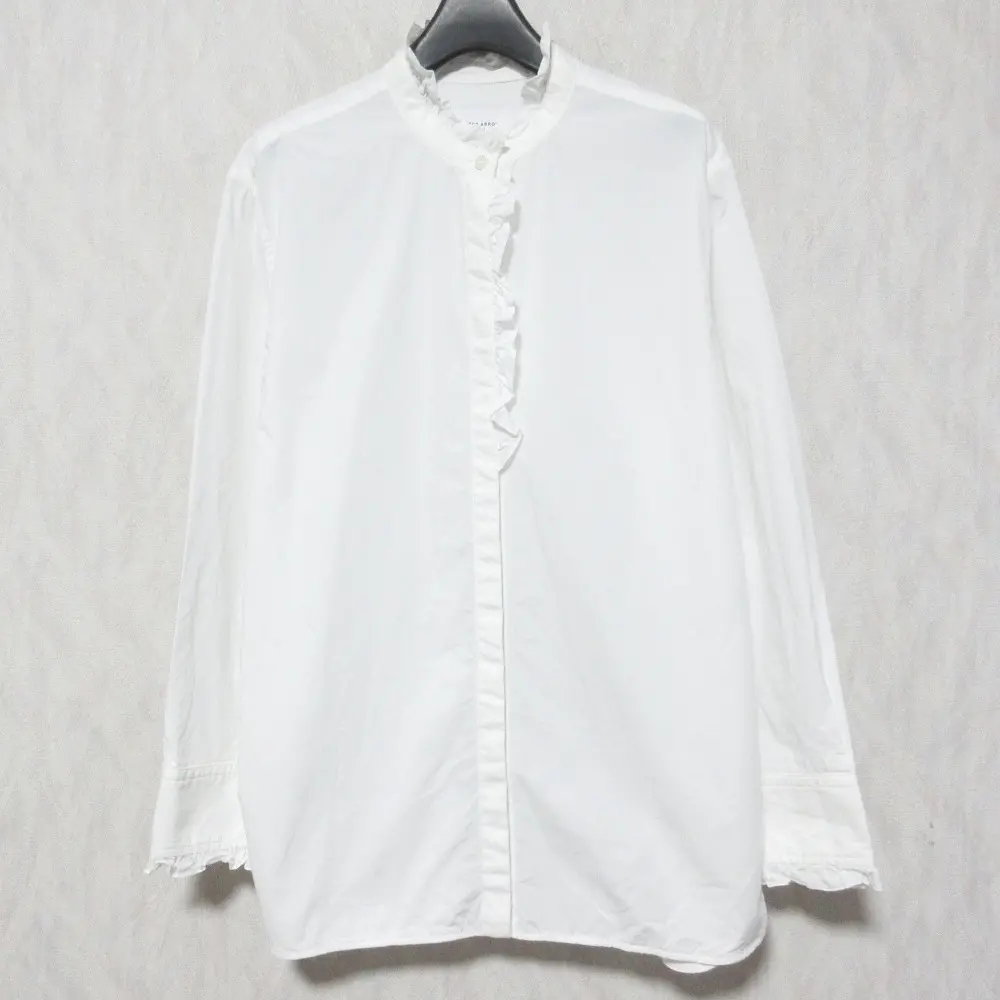 23AW UNITED ARROWS ユナイテッドアローズ フリル スタンドカラー シャツ ブラウス 1521-162-1429 サイズ38 ホワイト