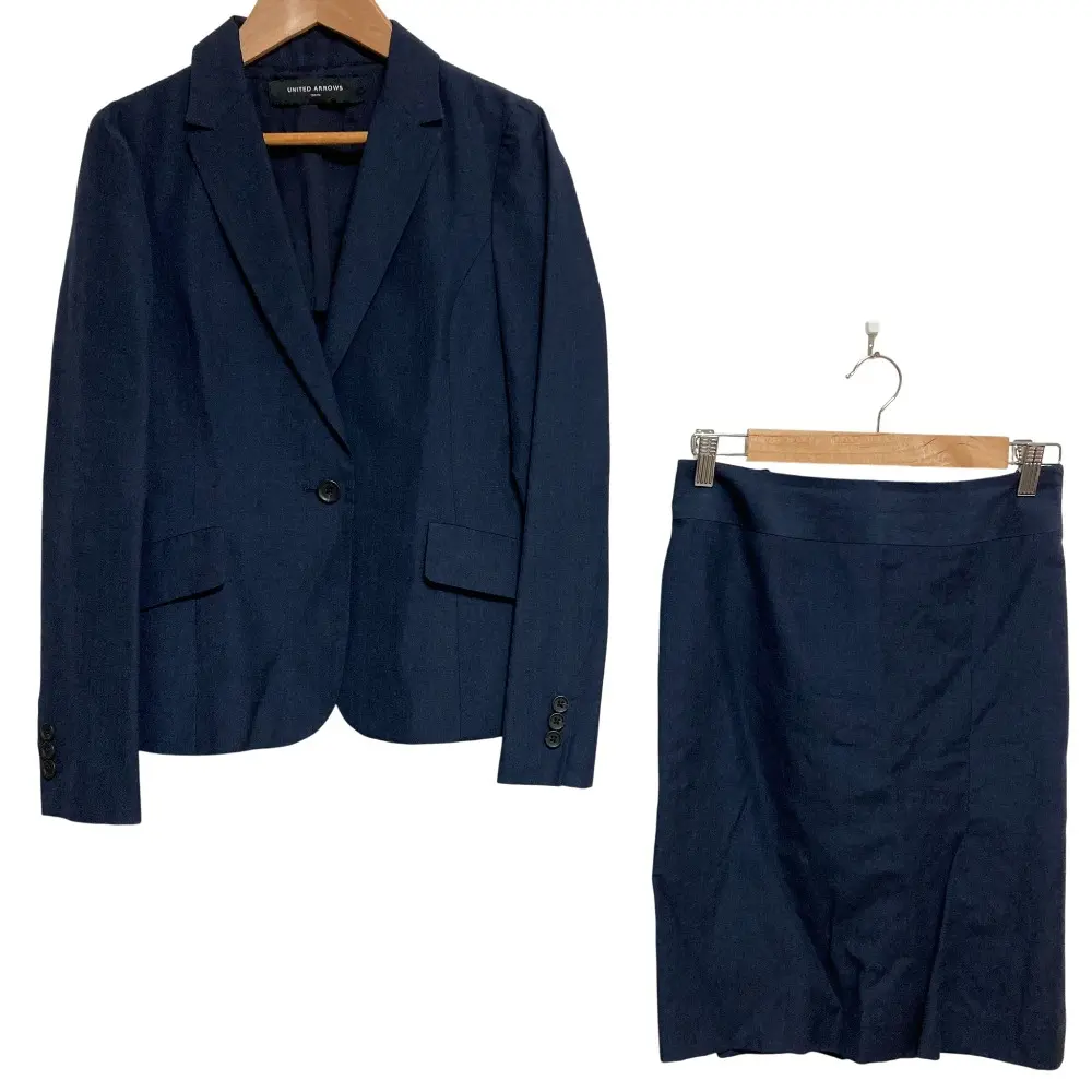 UNITED ARROWS ユナイテッドアローズ ウールリネン シングル ジャケット スカート スーツ セットアップ サイズ36 ネイビーの買取実績【2025年8月買取】