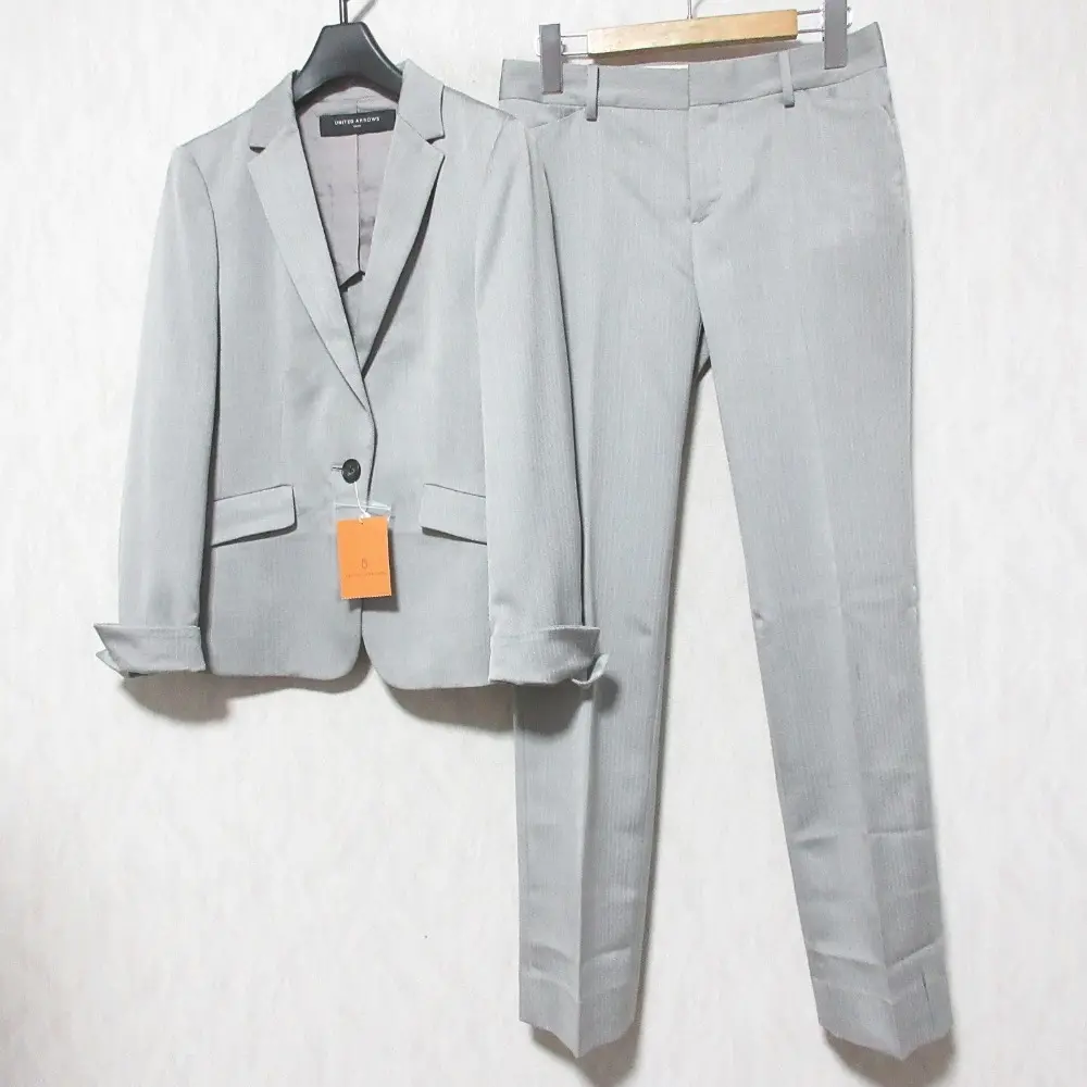 UNITED ARROWS ユナイテッドアローズ テーラードジャケット スラックスパンツ スーツ セットアップ 36/38 グレー