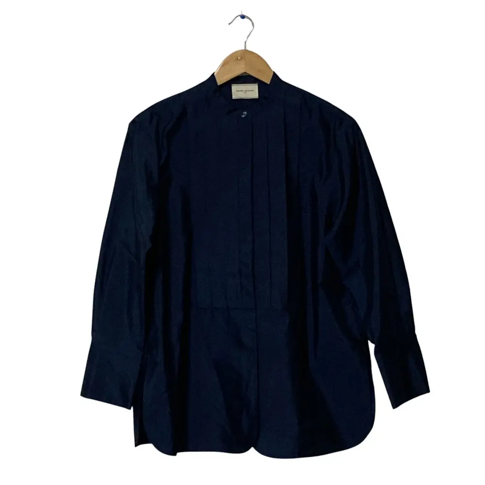 UNITED ARROWS ユナイテッドアローズ タック プリーツ ロングスリーブ ブラウス 1511-162-1437 サイズ36 ネイビー