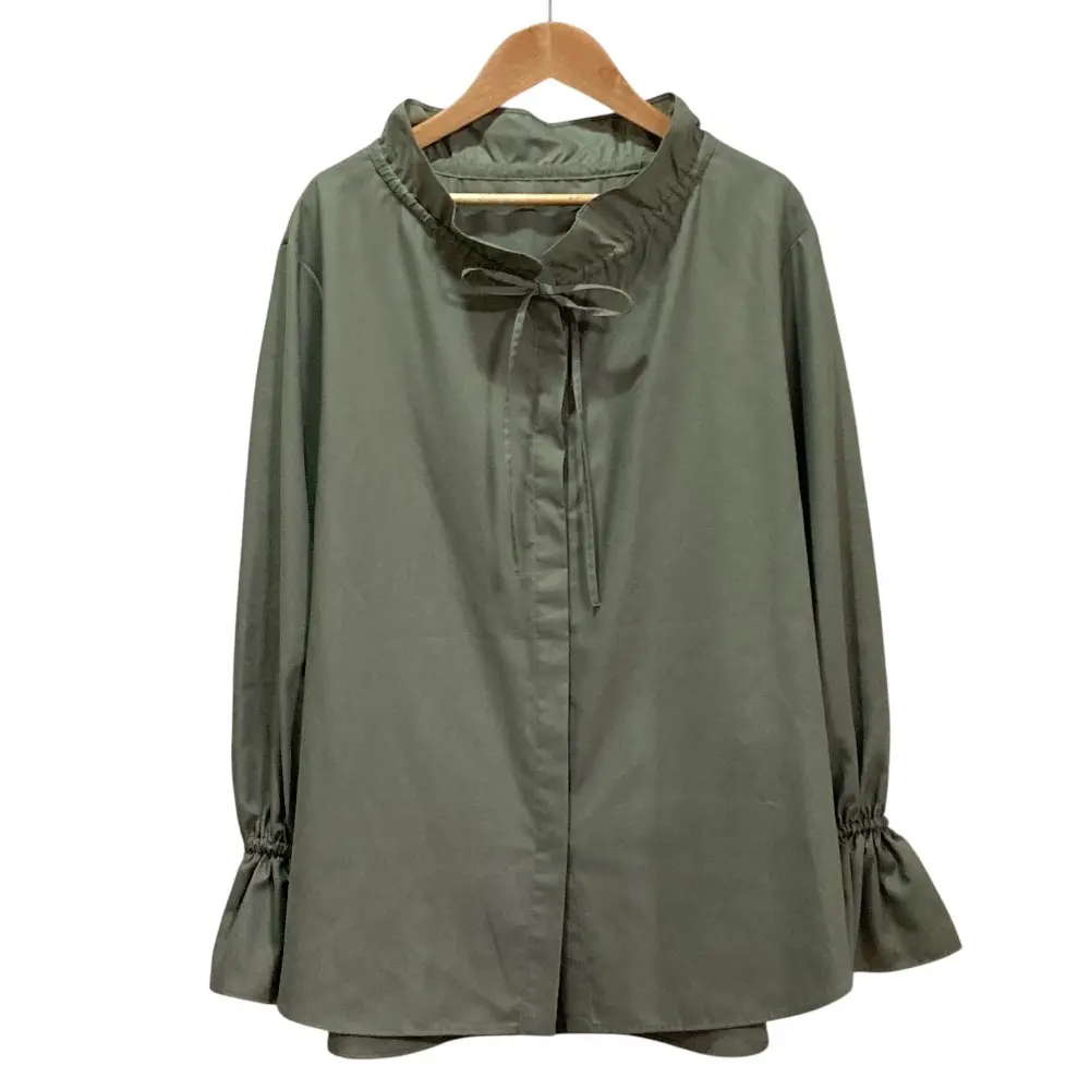 UNITED ARROWS ユナイテッドアローズ フリルカラー フレアスリーブ ブラウス FREE オリーブ