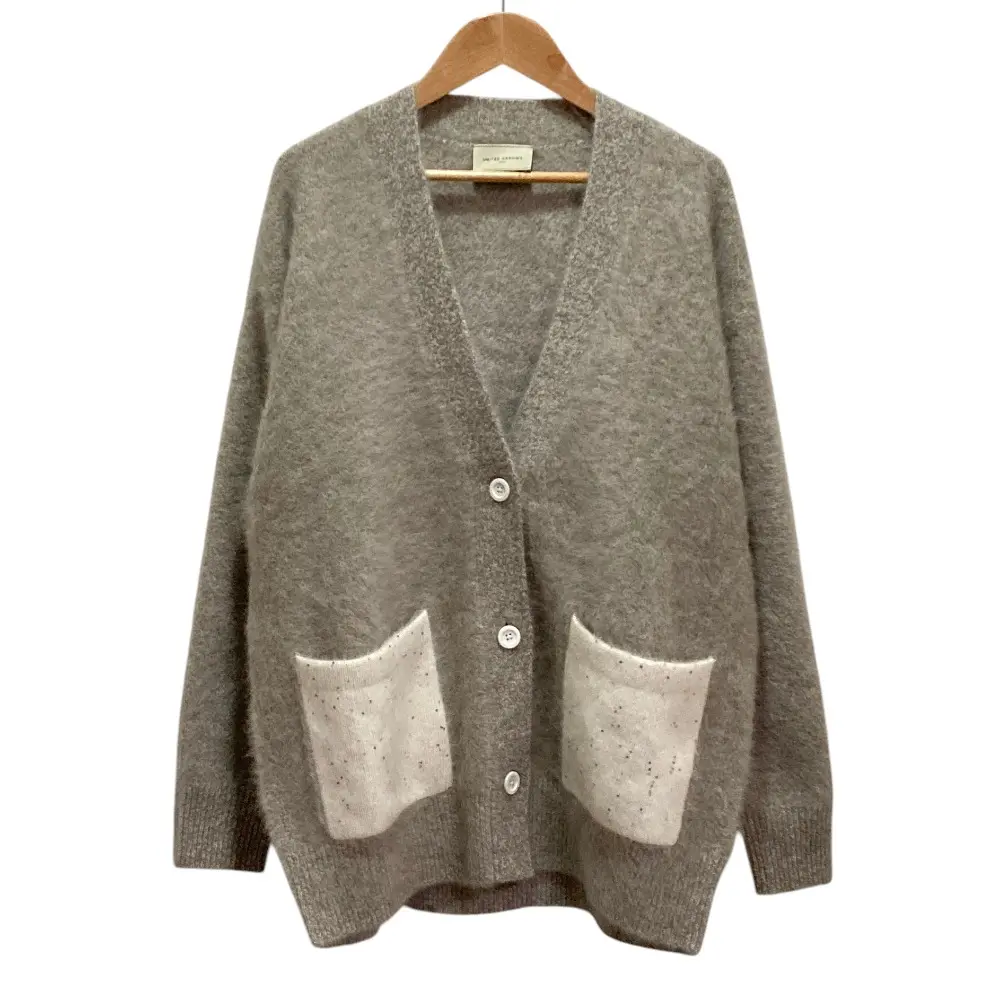 UNITED ARROWS ユナイテッドアローズ フォックスカシミヤ スパンコール ミドル ニットカーディガン 1528-1-042001 グレー
