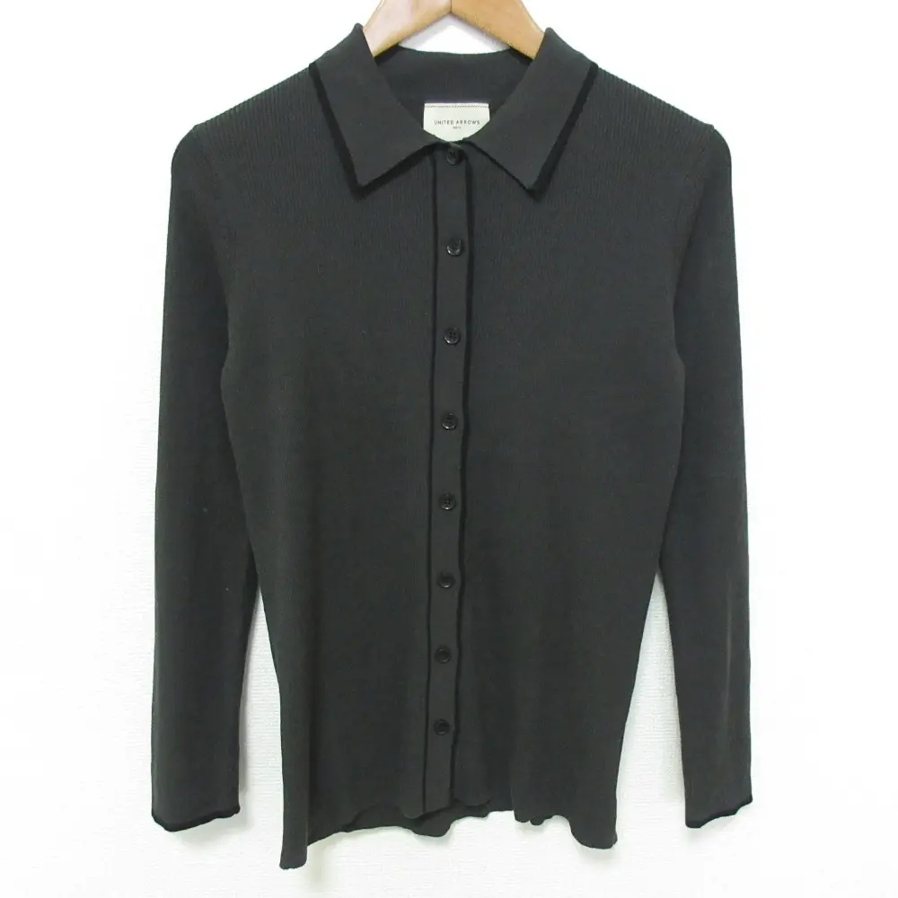 24SS UNITED ARROWS ユナイテッドアローズ 襟付きニットカーディガン 1528-199-03558 ダークグレー
