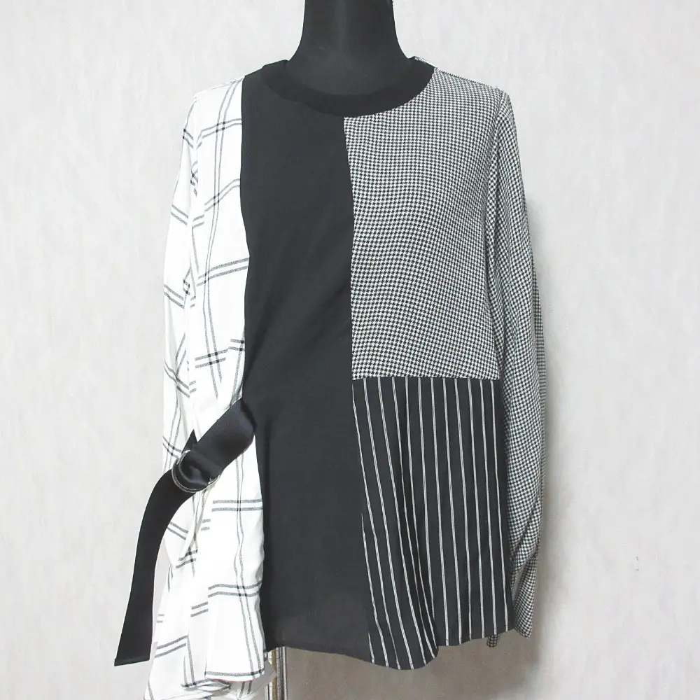 UNITED TOKYO ユナイテッドトウキョウ パッチワーク ブラウス カットソー 508100013 サイズ1 ブラック ホワイト