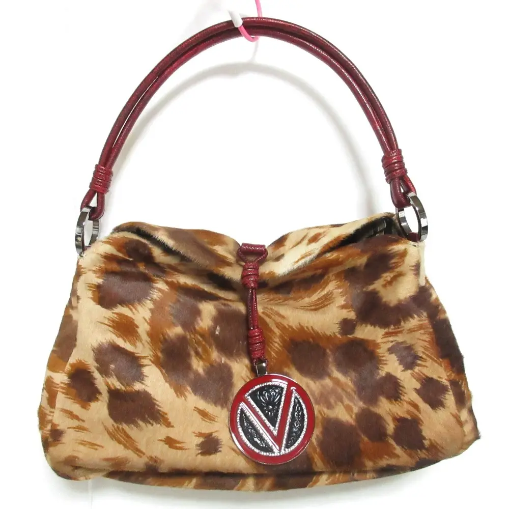 VALENTINO GARAVANI ヴァレンティノガラヴァーニ レオパード柄 ハラコレザー ショルダーバッグ ブラウン×レッド