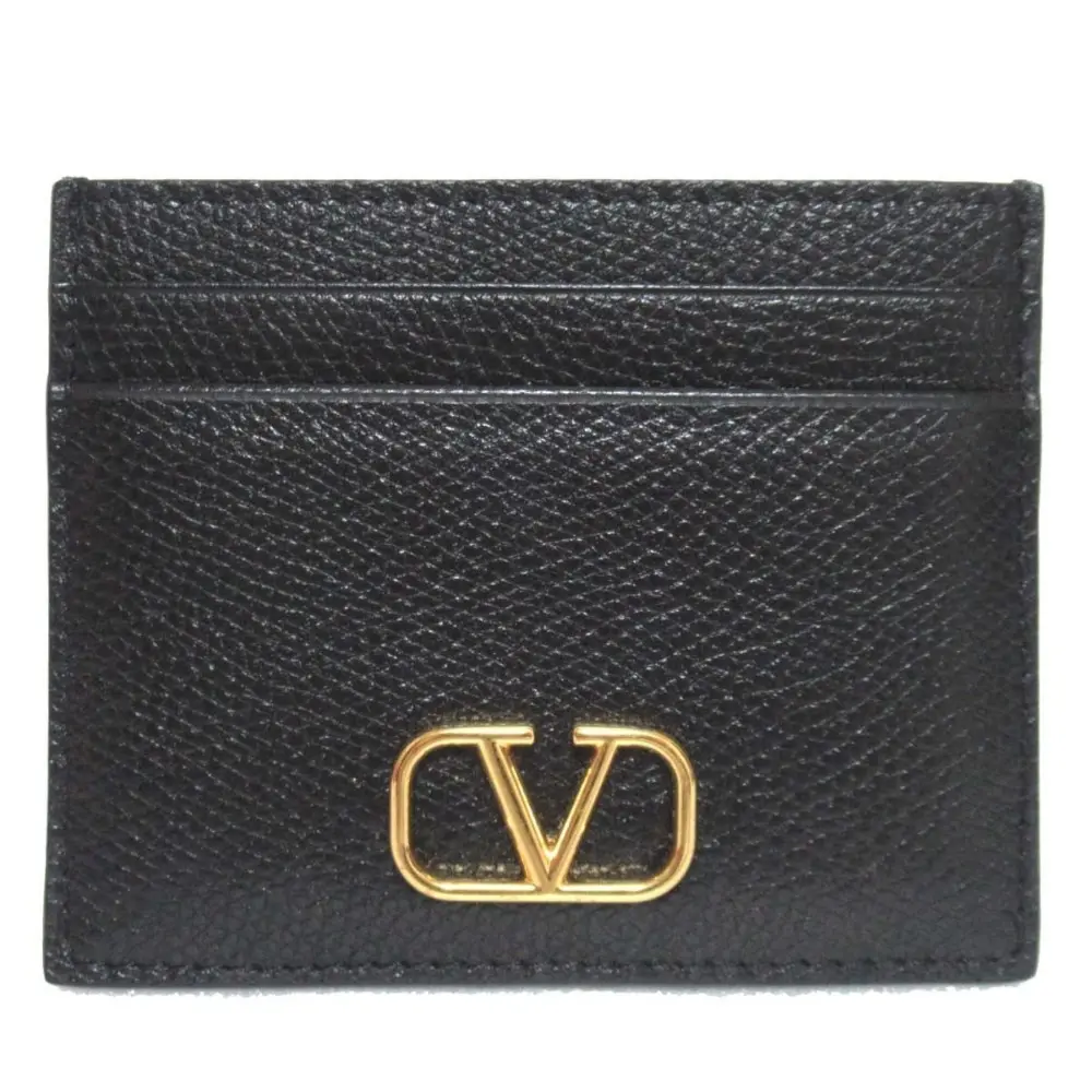 VALENTINO GARAVANI ヴァレンティノガラヴァーニ 2023年購入 レザー カードケース パスケース ブラック×ゴールド金具