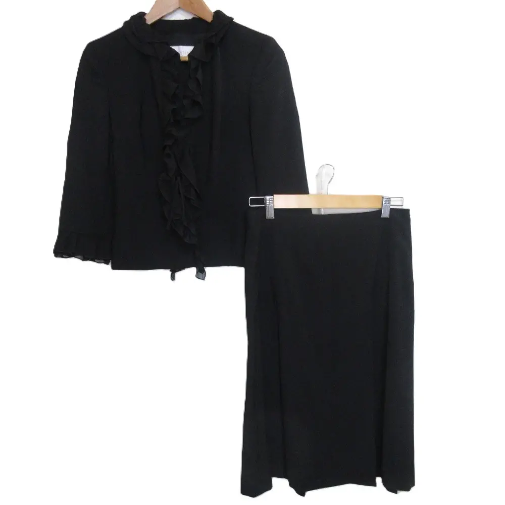 VALENTINO ヴァレンティノ シルクブレンド ジャケット×スカート フォーマル スーツ セットアップ 40 ブラック