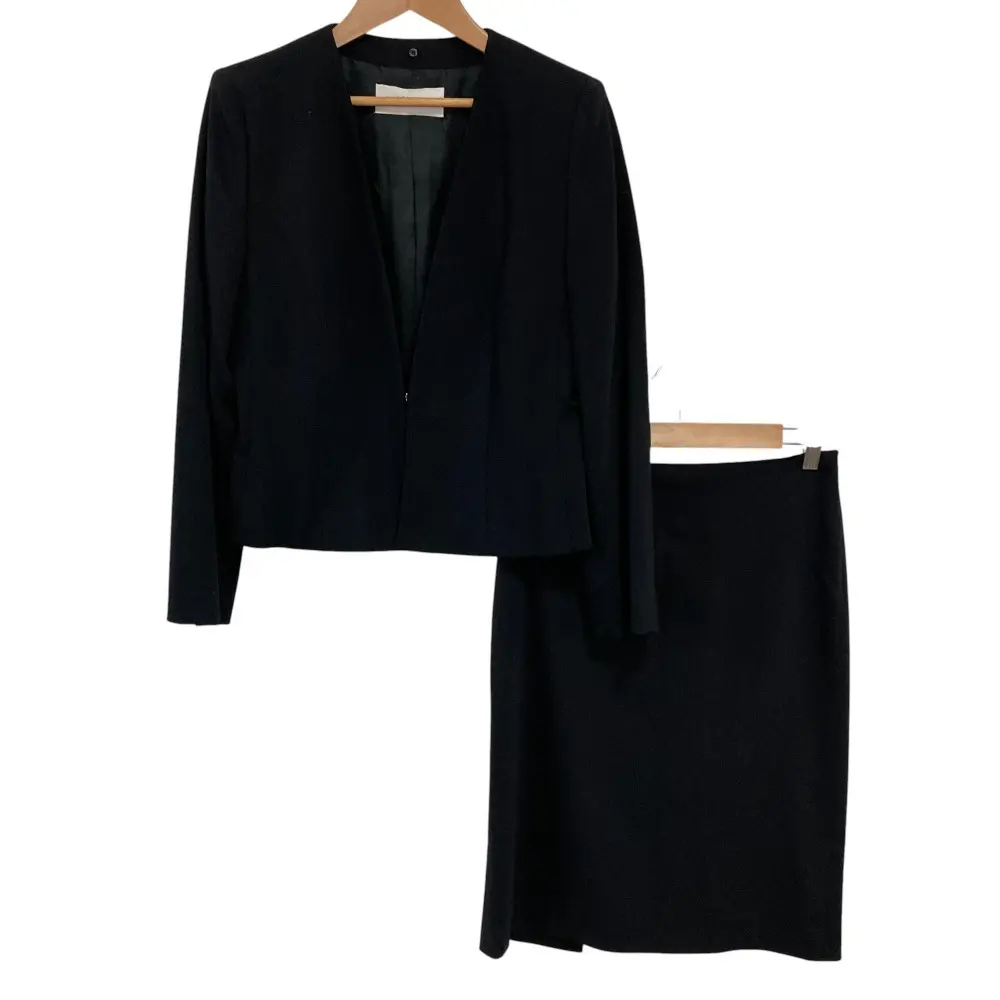 VALENTINO ROMA ヴァレンティノ ノーカラージャケット ひざ丈 スカート フォーマル スーツ セットアップ 42 ブラック