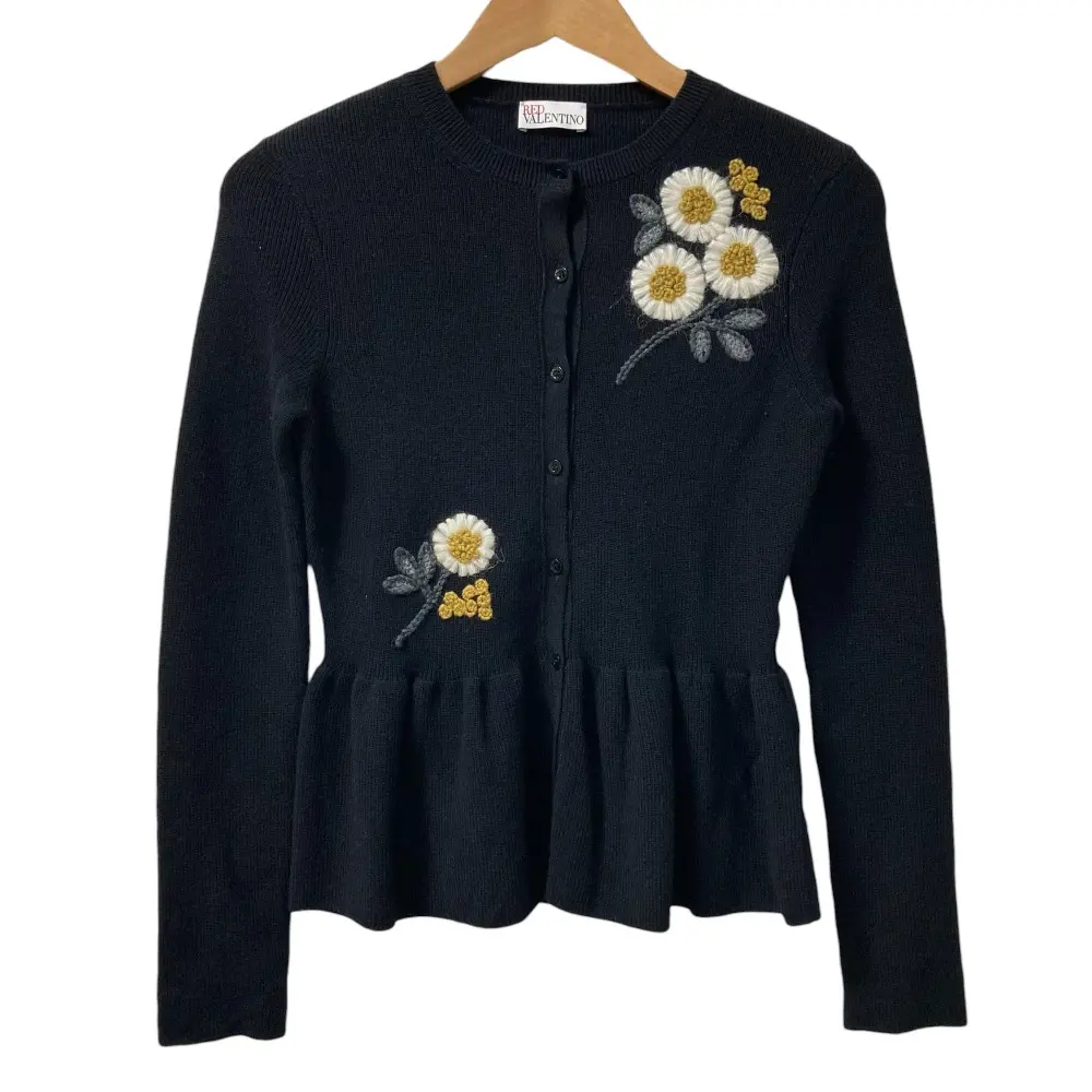 VALENTINO ヴァレンティノ ドット柄 レース シルク×カシミヤブレンド