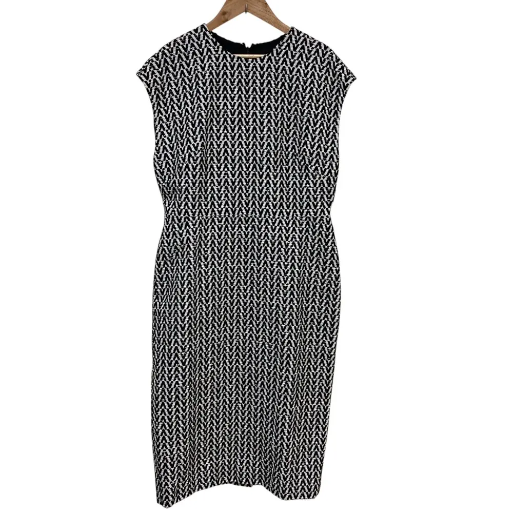 VALENTINO ヴァレンティノ ブークレ オプティカル ショートドレス ワンピース サイズ44 ホワイト×ブラック