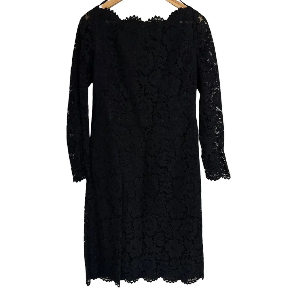 VALENTINO ヴァレンティノ シルク100％ 長袖 ひざ丈 レースワンピース 44S ブラック
