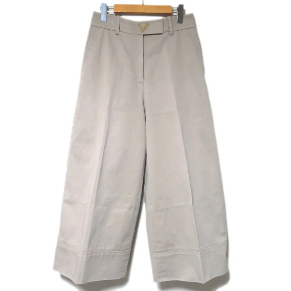 VALENTINO ヴァレンティノ Vロゴモチーフ ワイドパンツ チノパンツ サイズ40 165/66A ベージュ