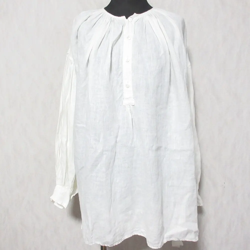 Veritecoeur ヴェリテクール リトアニアリネンギャザーチュニックブラウス VC-1956 サイズF ホワイト