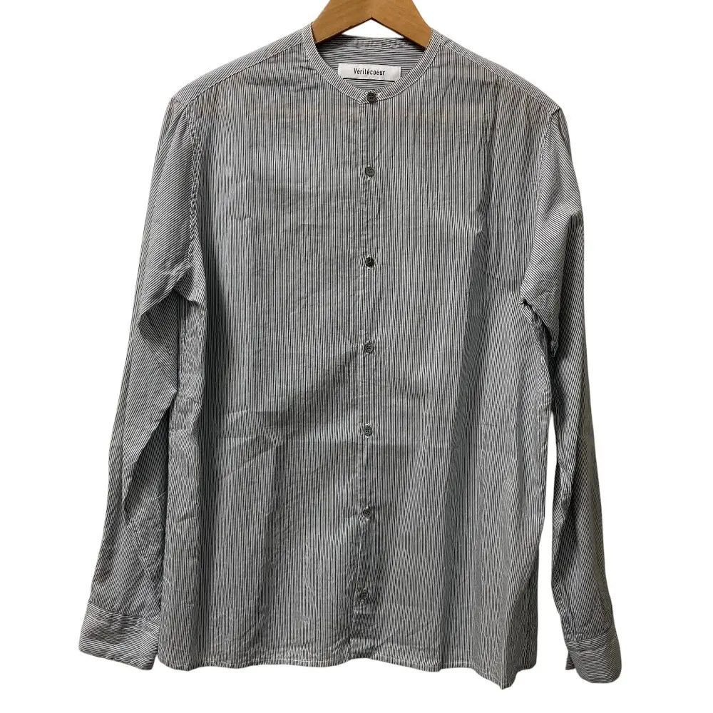 Veritecoeur ヴェリテクール STAND COLLAR BASIC SHIRT スタンドカラーシャツ VC-2630 サイズF ネイビー×グレー
