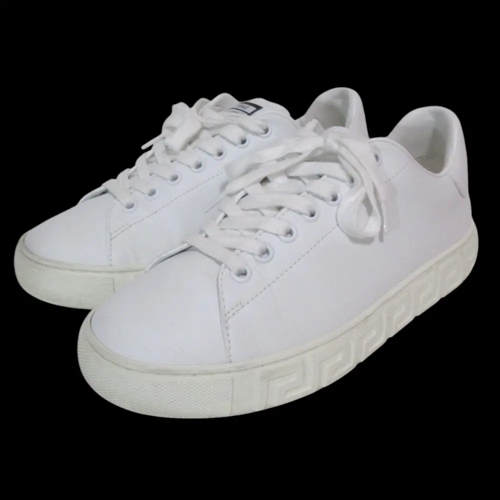 VERSACE ヴェルサーチ レザー グレカ ローカット スニーカー 37 約24cm ホワイト