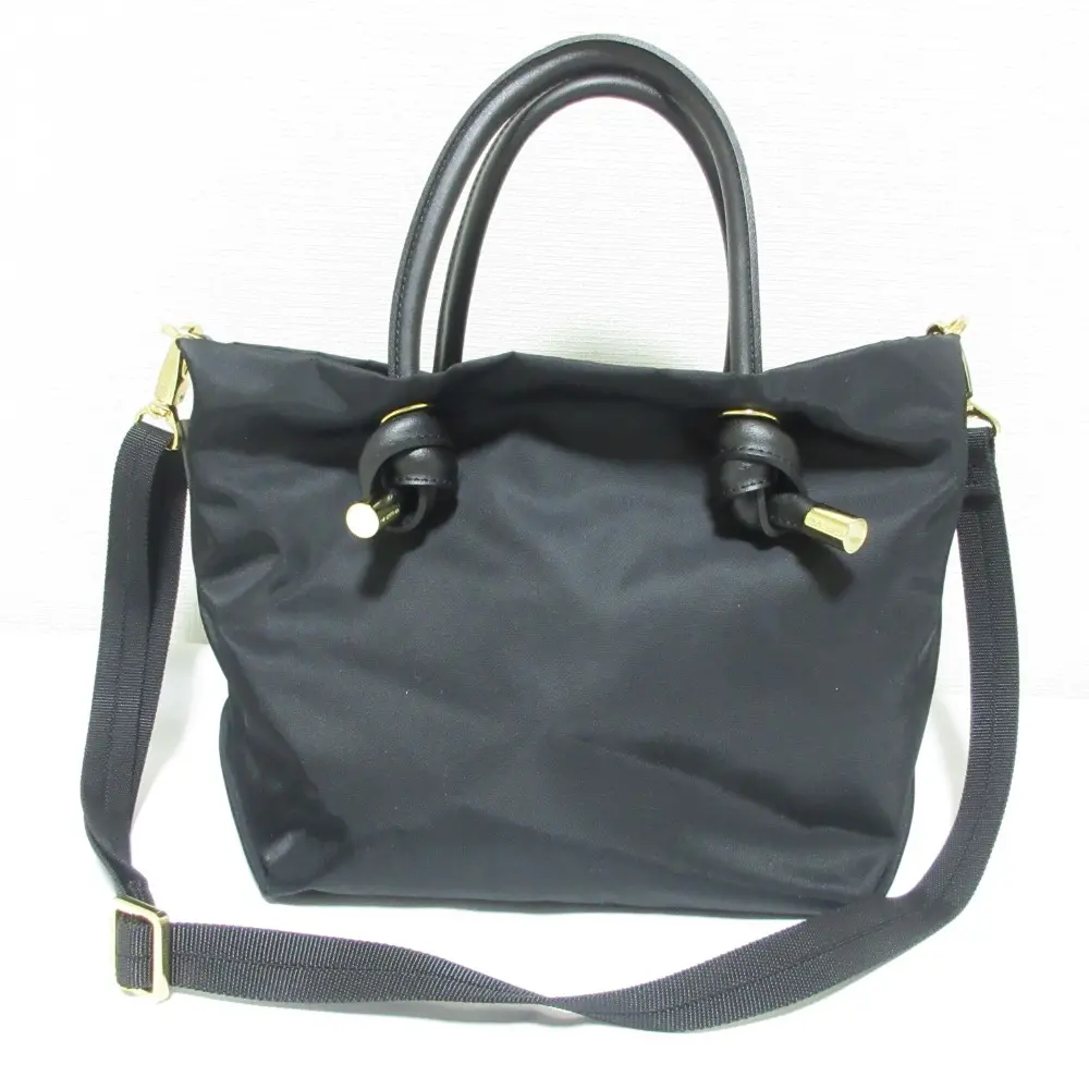 VIOLAd'ORO ヴィオラドーロ BIANCA ナイロン トートバッグ S ノットハンドル 2WAY ハンドバッグ ショルダーバッグ ブラック