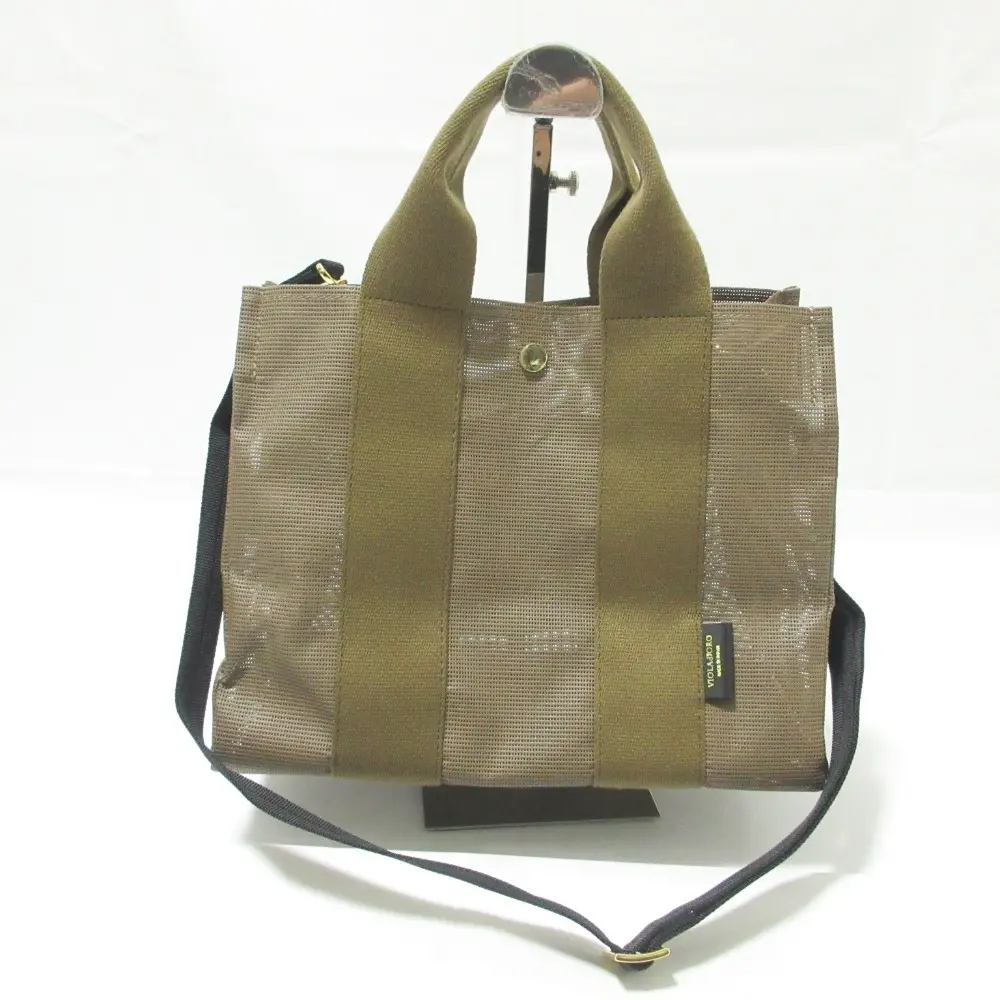 VIOLAd'ORO ヴィオラドーロ GINO ジーノ 2WAY メッシュ トートバッグ ショルダーバッグ ハンドバッグ ブラウン×カーキ