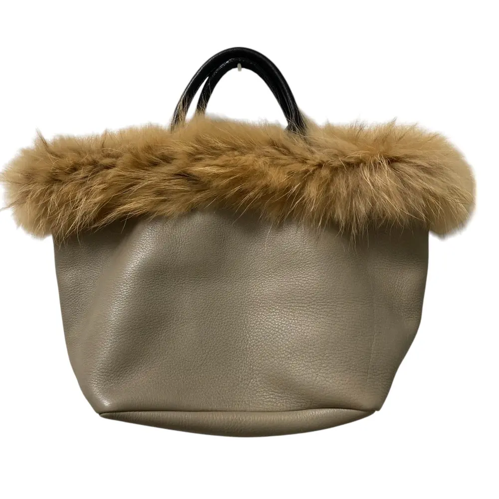 ヴィオラドーロ ファーバッグ ラクーンファー 牛革 トートバッグ VIOLAd'ORO ヴィオラドーロ ラクーンファー レザー ハンドバッグ