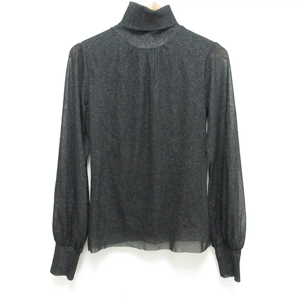 VIVIENNE TAM ヴィヴィアンタム ラメ パワーネット 長袖 ハイネック プルオーバー レイヤード カットソー サイズ1 ブラック