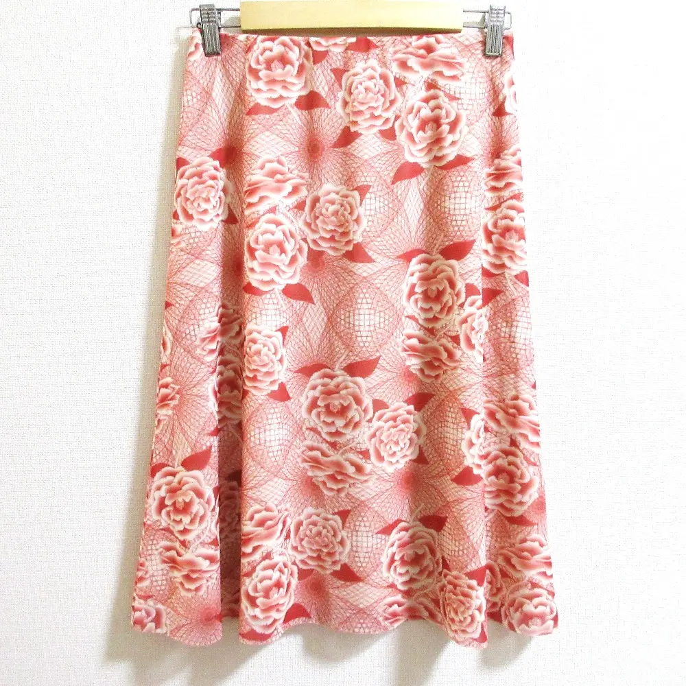 VIVIENNE TAM ヴィヴィアンタム ウエストゴム パワーネット フラワープリント スカート サイズ40 ピンク