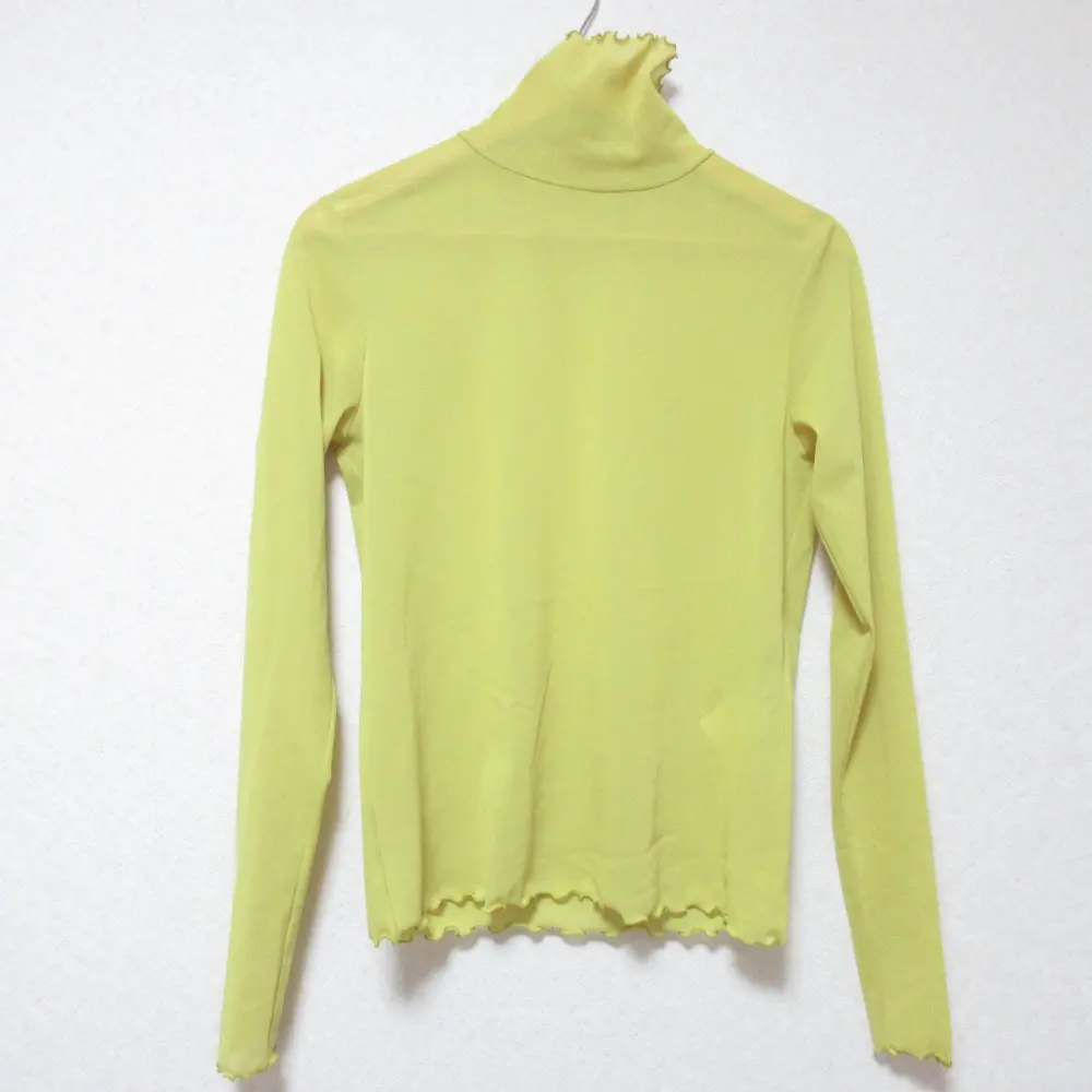 VIVIENNE TAM ヴィヴィアンタム SOLID NETTING ブラウス フリル 長袖 ハイネック パワーネット カットソー 38 イエロー