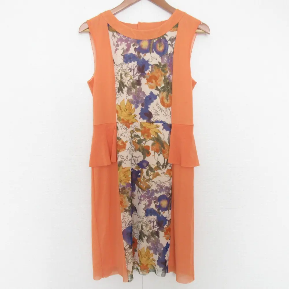 VIVIENNE TAM ヴィヴィアンタム フラワープリント ノースリーブ パワーネットワンピース サイズ1 オレンジ