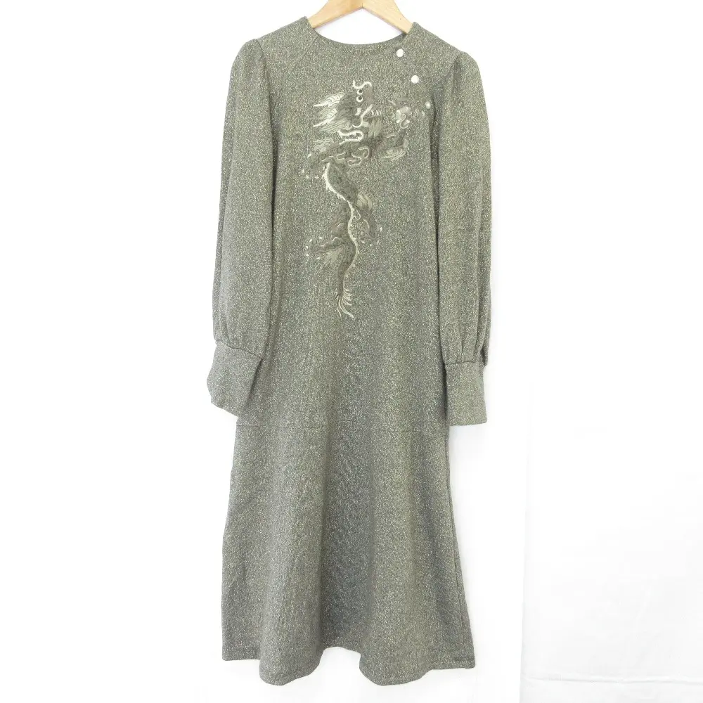 24AW VIVIENNE TAM ヴィヴィアンタム RAME URAKE WITH FUR DRAGON DRESS 長袖 ひざ丈 ワンピース 14275141 38 グレー